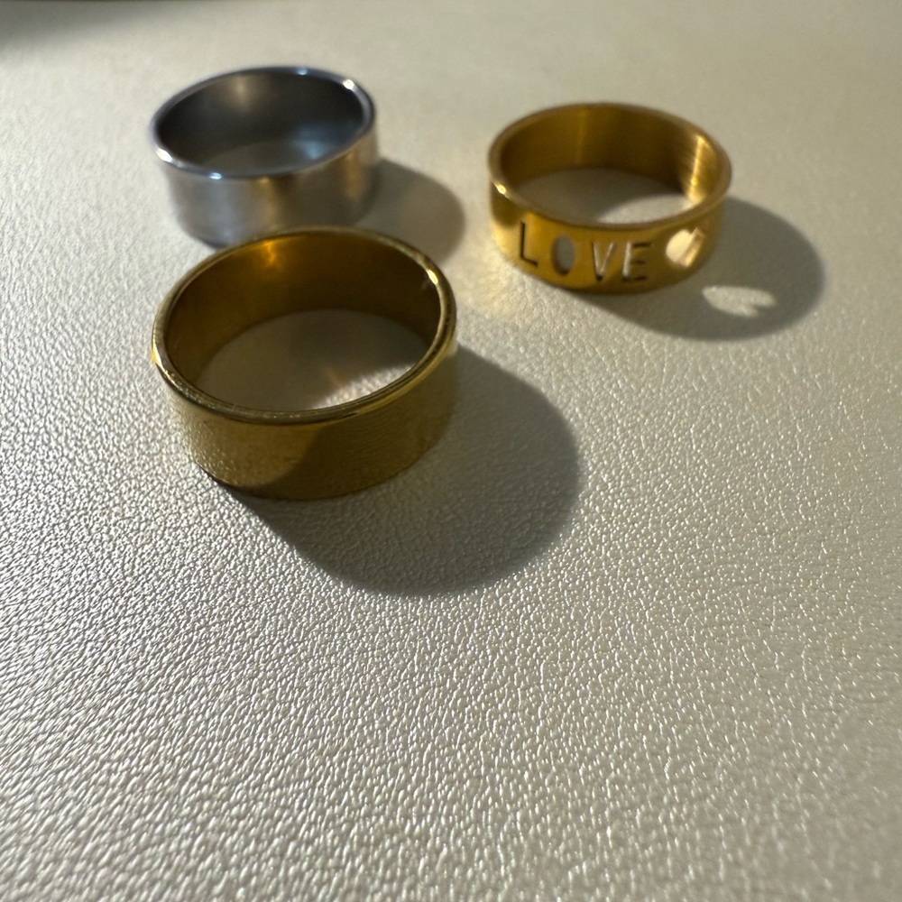 Gold and Silver Ring Set of 3